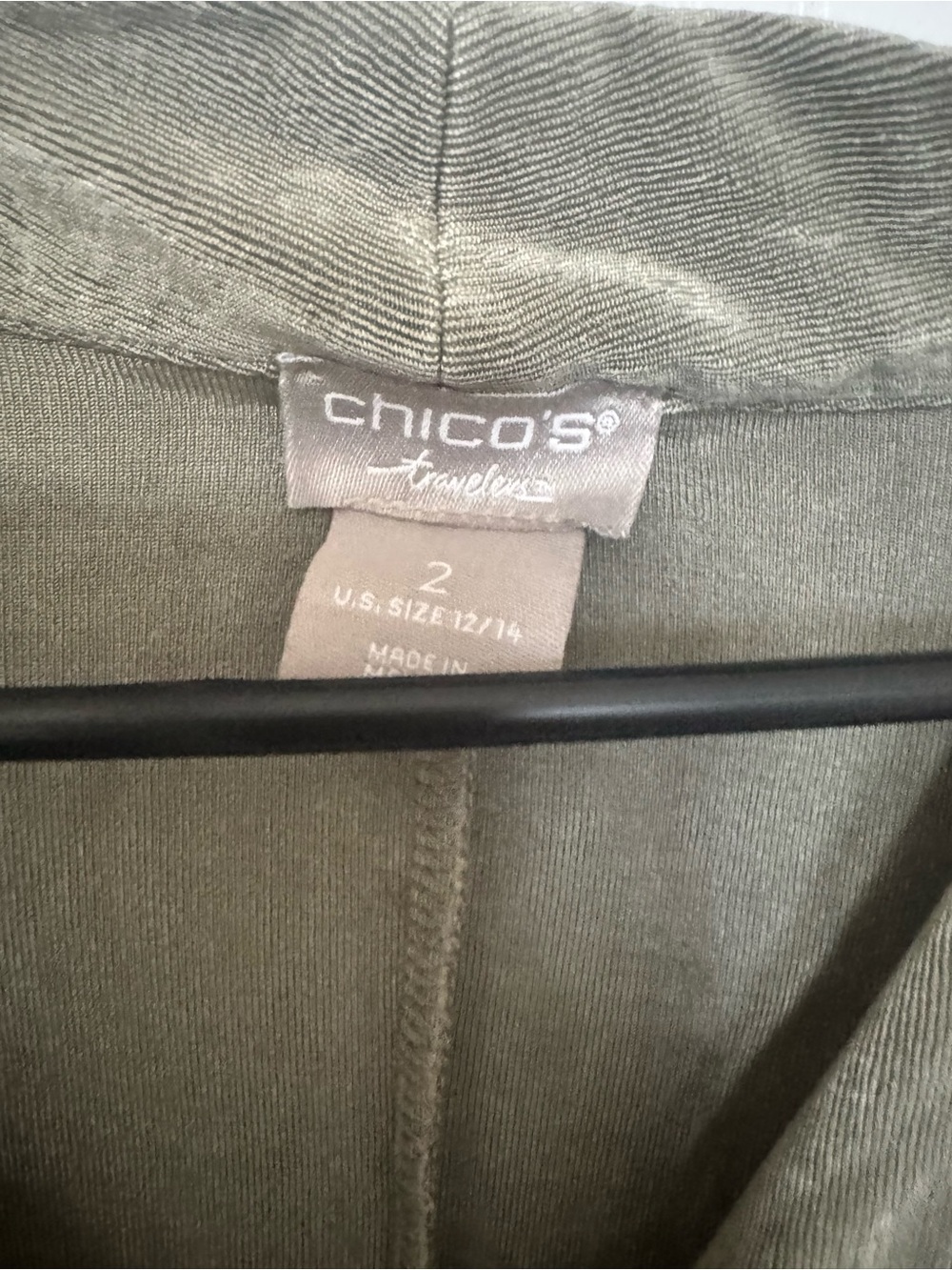 Chico's Olive Draped Crossover V-Neck Top - Picture 2 of 3